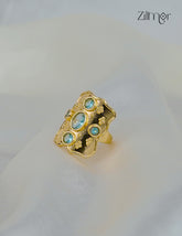 18k Gold Plated Gemstone Ring – Adjustable, Anti-Tarnish - ZP1012184